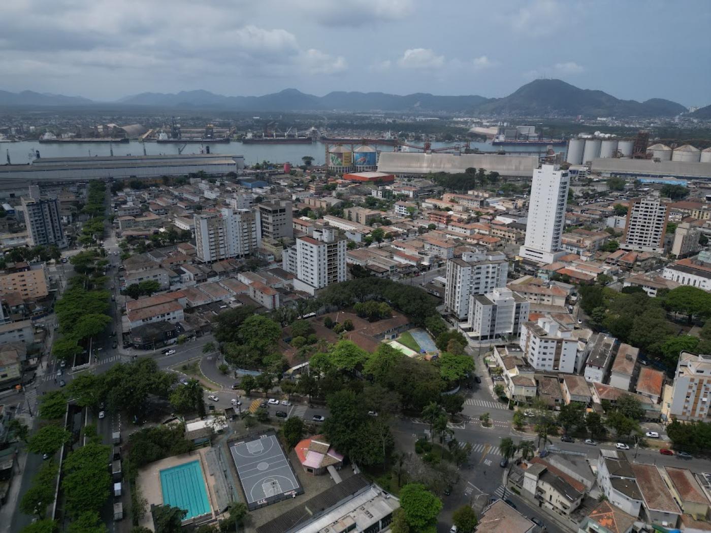 foto aérea de santos #paratodosverem