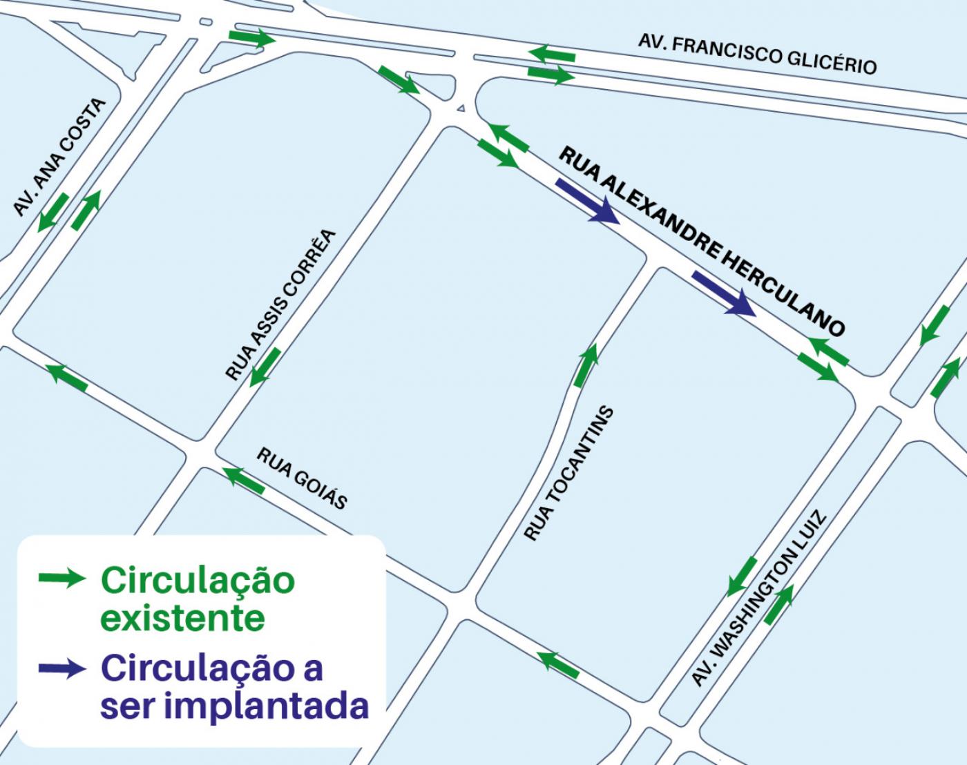 mapa indicando a mudança de direção #paratodosverem 