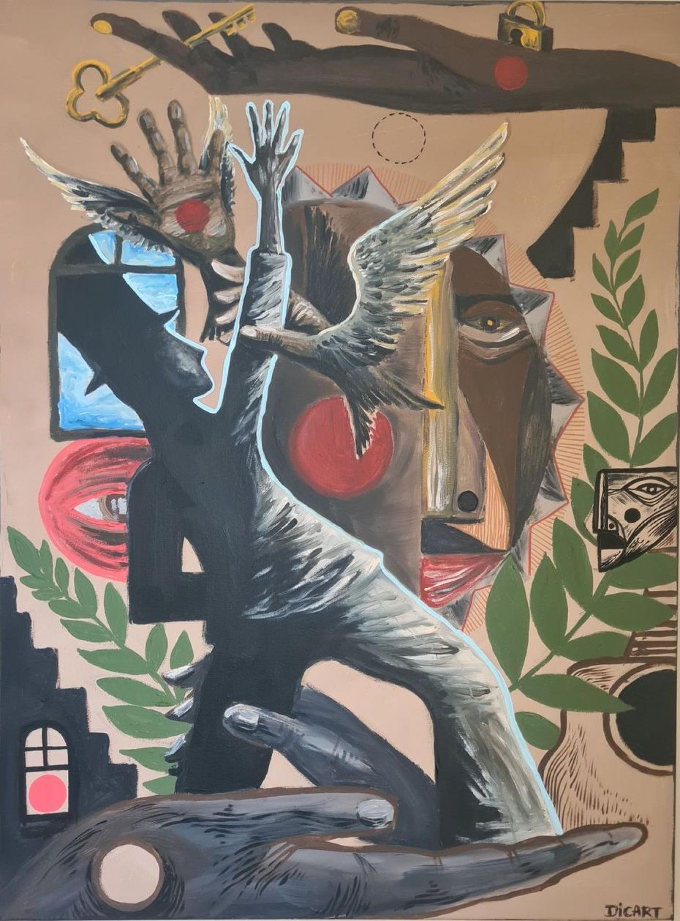 Imagem de uma das telas da exposição. #Paratodosverem.