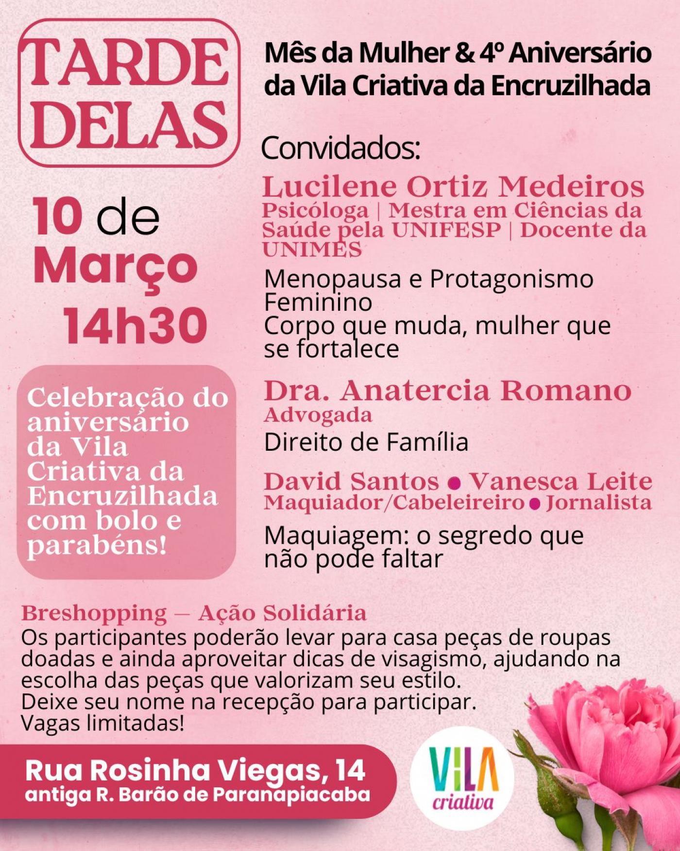 Programação do aniversário da Vila Criativa Encruzilhada. #Paratodosverem