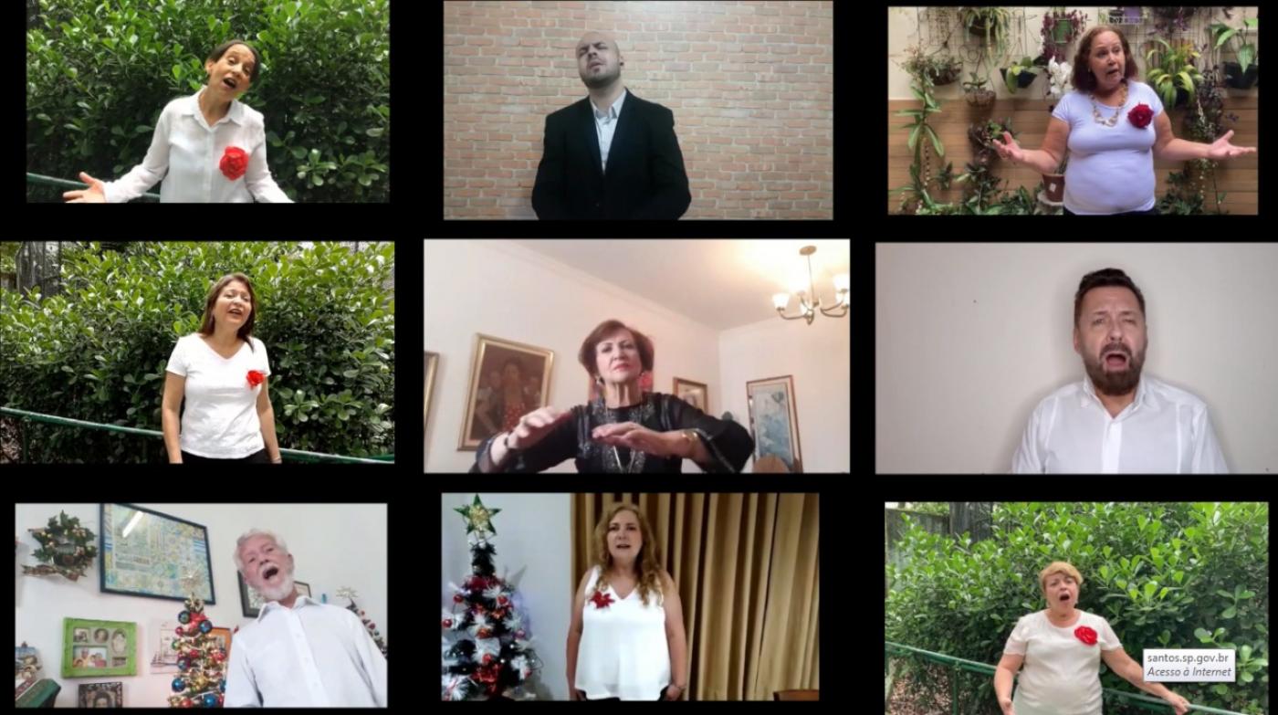 artistas aparecendo no vídeo cada um aparecendo em sua casa #paratodosverem