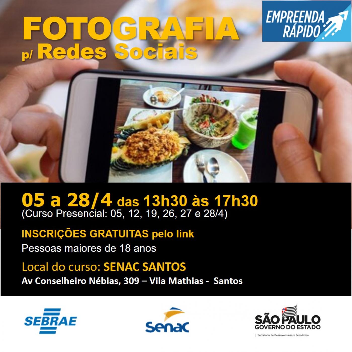 cartaz do curso de fotografia. #paratodosverem