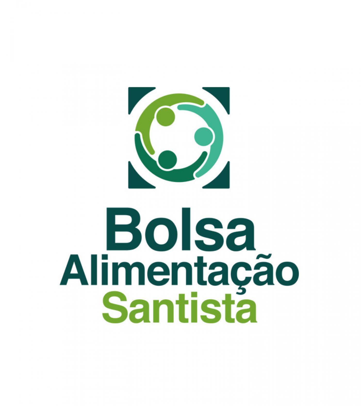 Card onde se lê Bolsa Alimentação Santista. #Paratodosverem