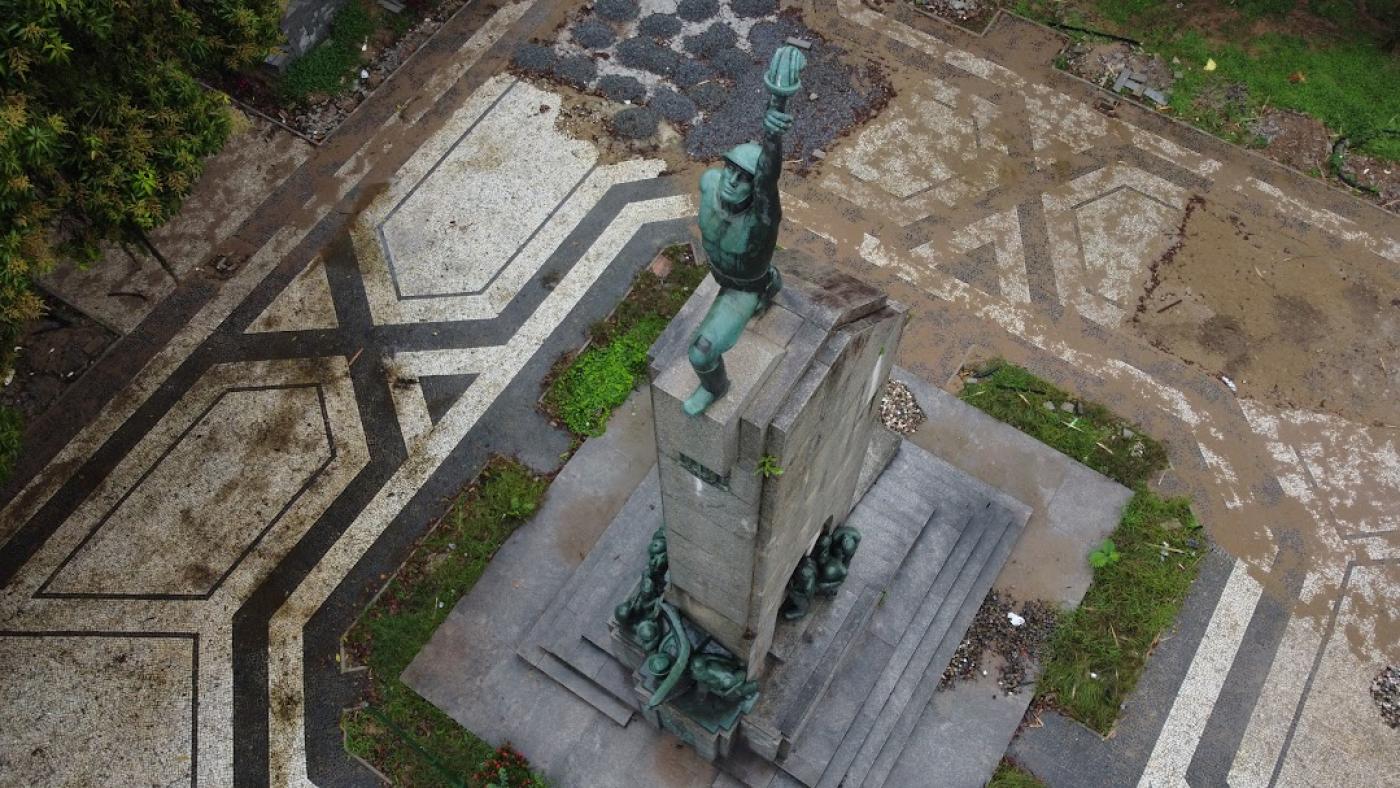 o momnumento em homenagem ao soldado constitucionalista visto do alto. #paratodosverem 