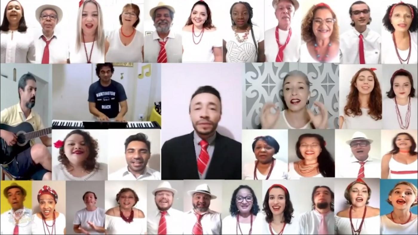 video com vários cantores na tela #paratodosverem 