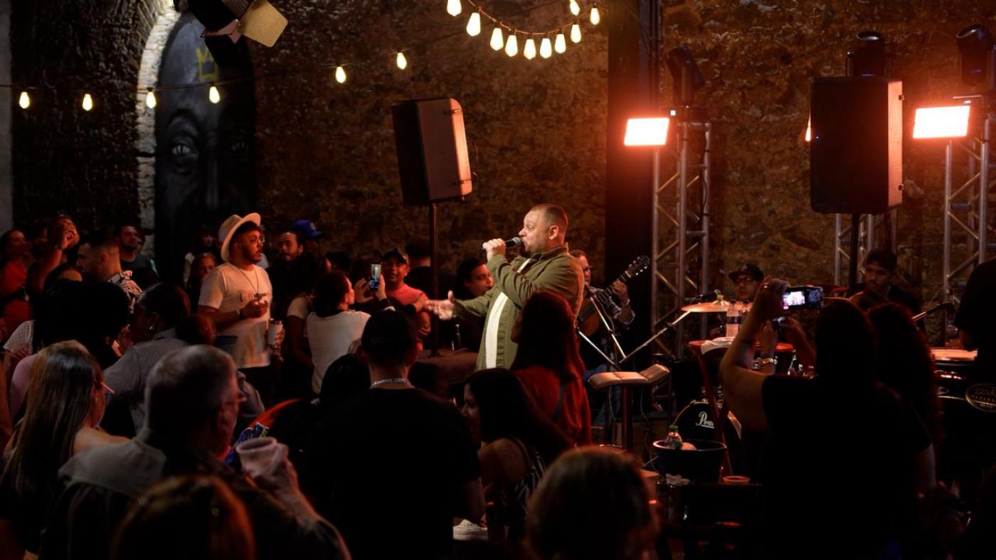 cantor se apresentando em show #paratodosverem