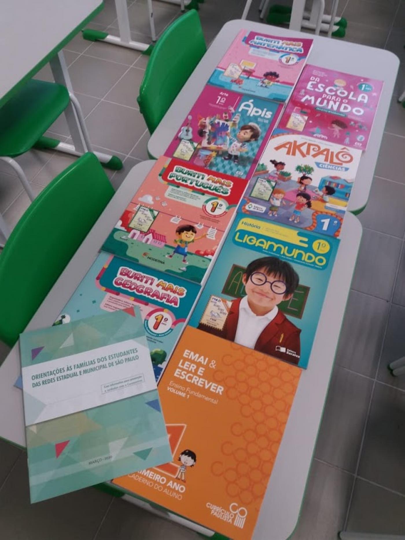 Livros e publicações expostos sobre uma mesa. #Paratodosverem