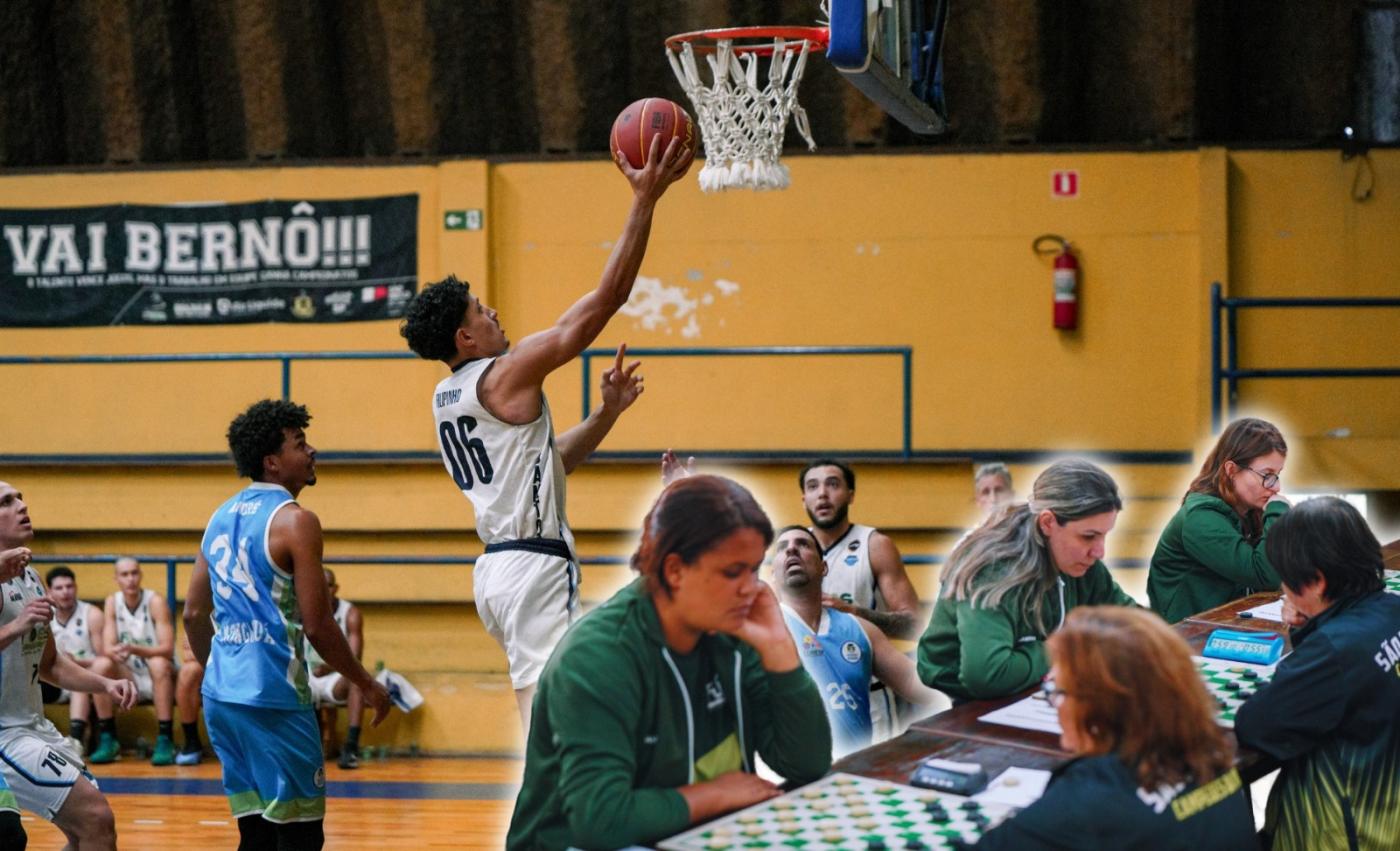 jogador leva bola ao cesto em jogo de basquete. #paratodosverem