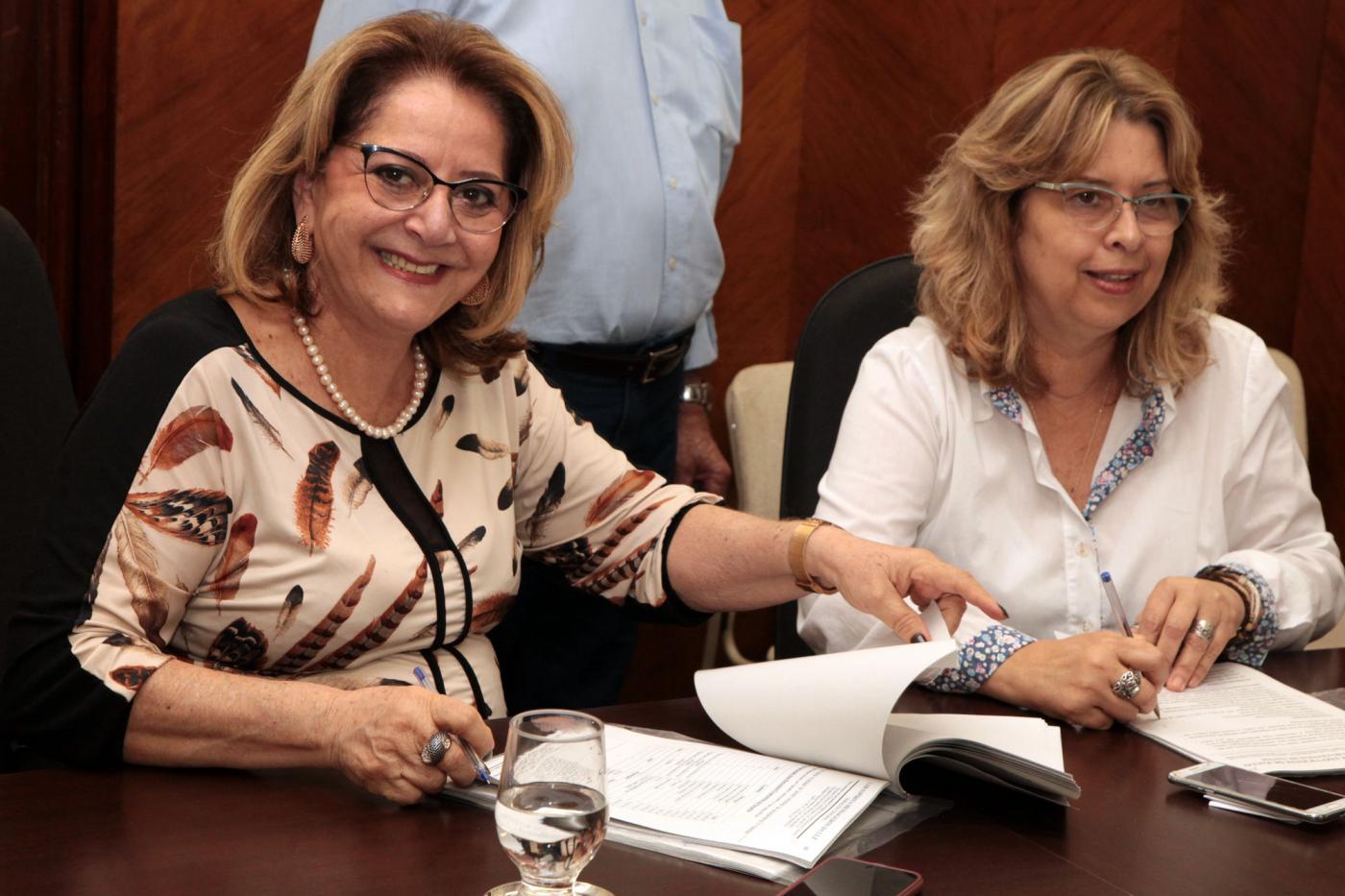 A presidente do Mensageiros da Luz, Edna Daguer e a diretora da Sociedade São Vicente de Paulo, Elaine Lourenço. #Pra