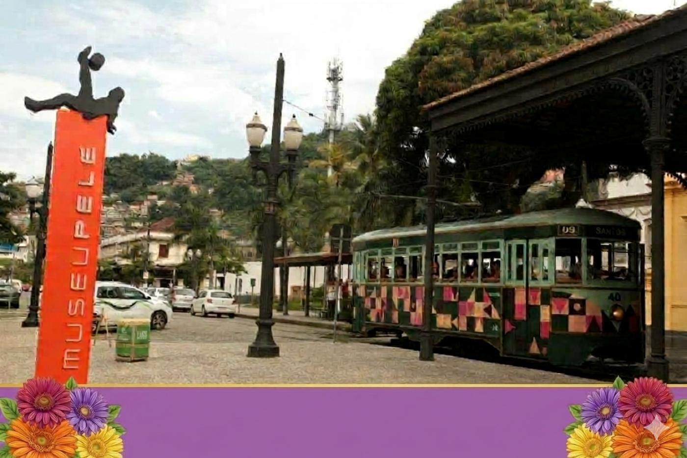 o largo marquês de monte alegre com bonde. #paratodosverem
