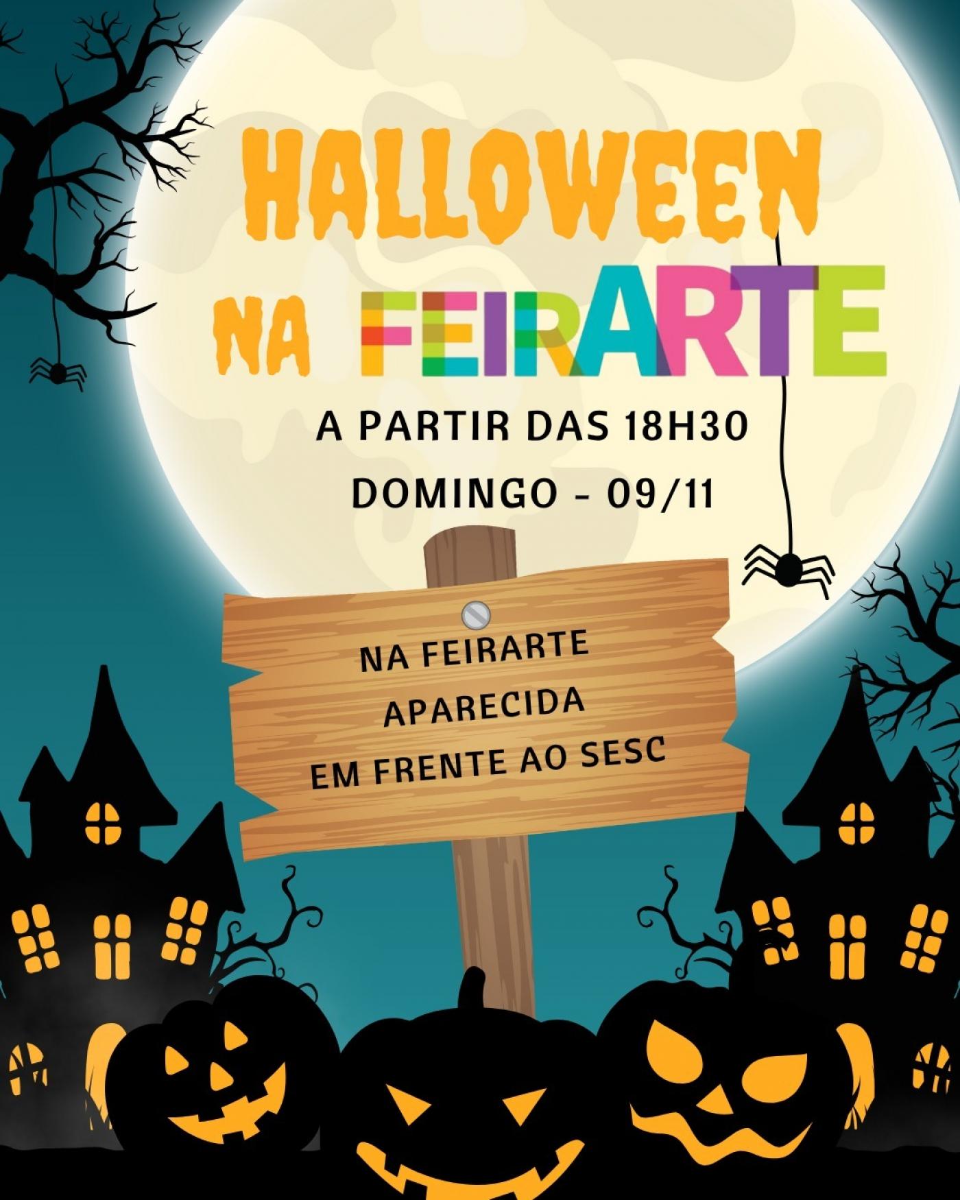 cartaz do halloween na FeirArte. #Paratodosverem.