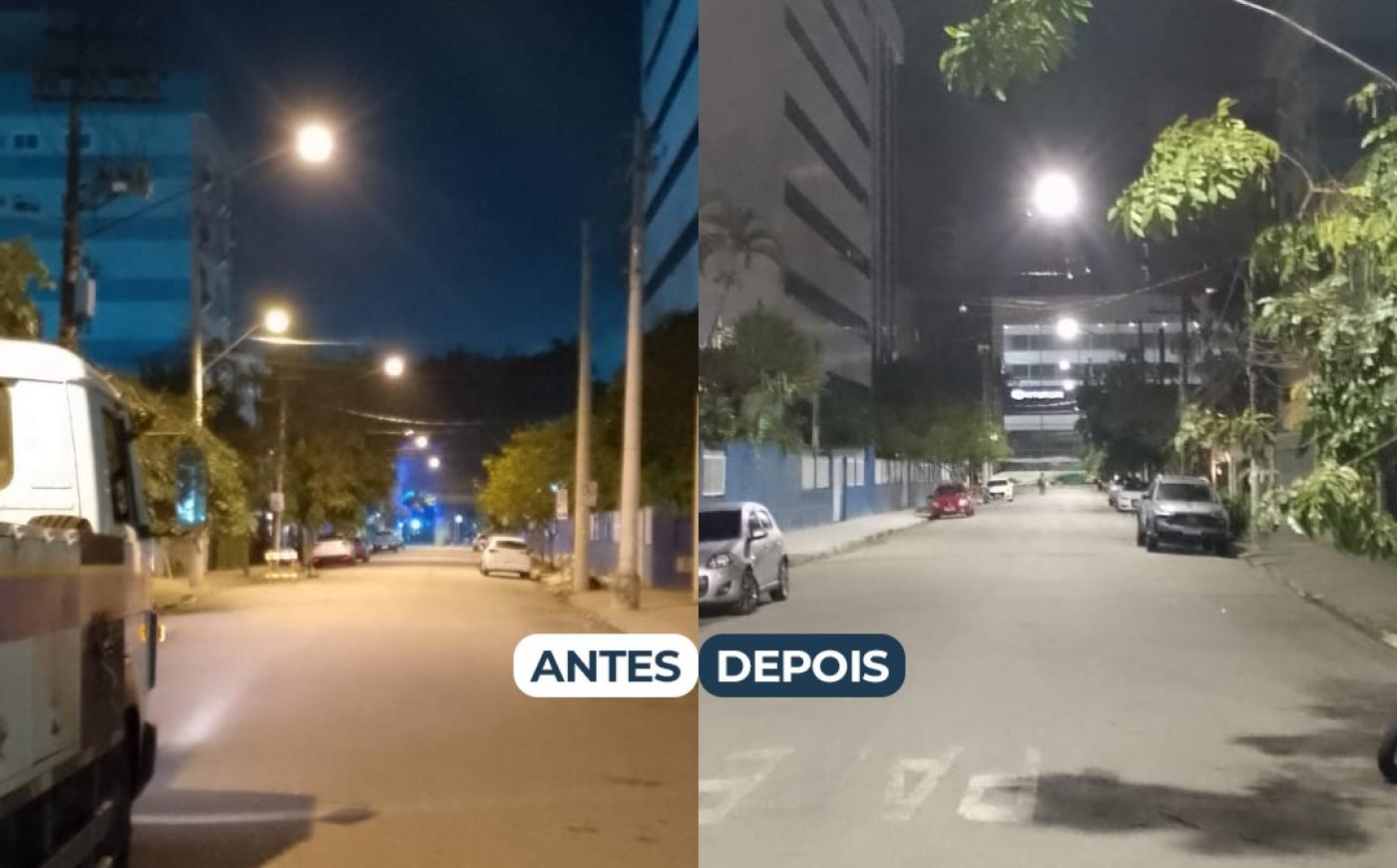 Antes e depois em rua #paratodosverem