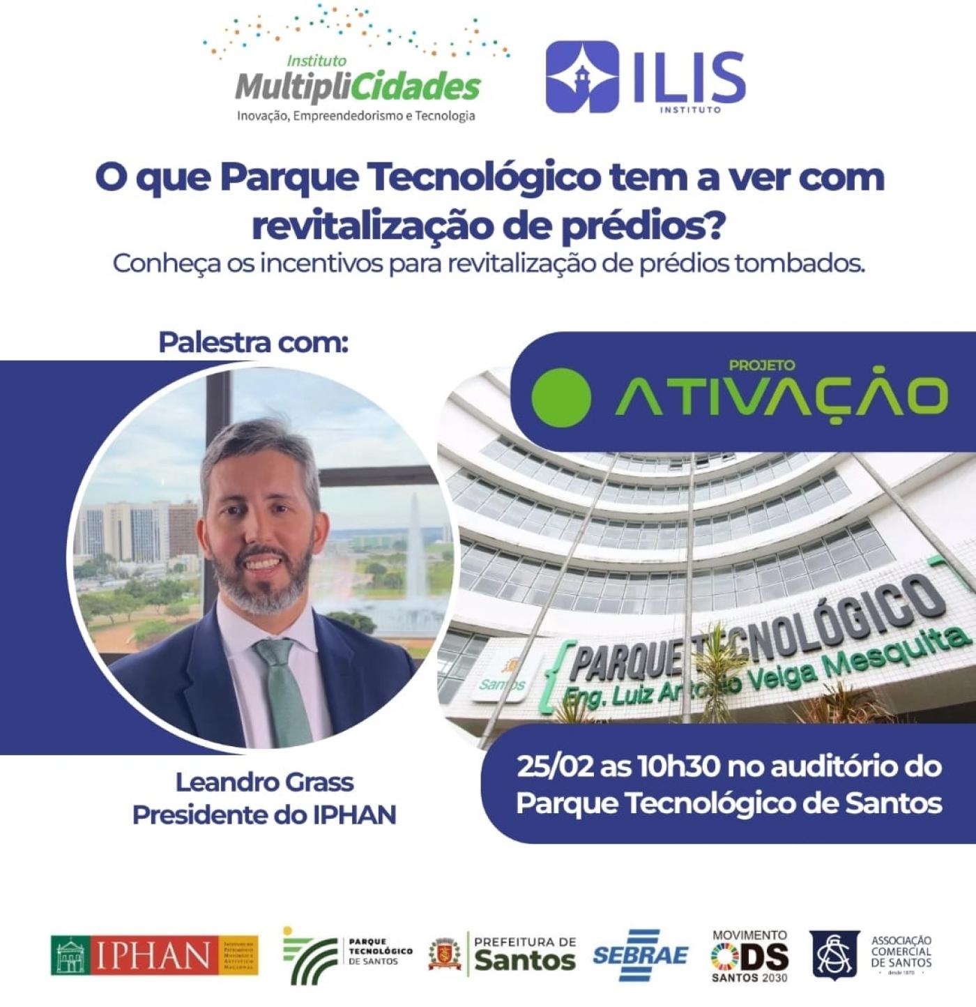 Folheto sobre o encontro no Parque Tecnólogico. #Paratodosverem