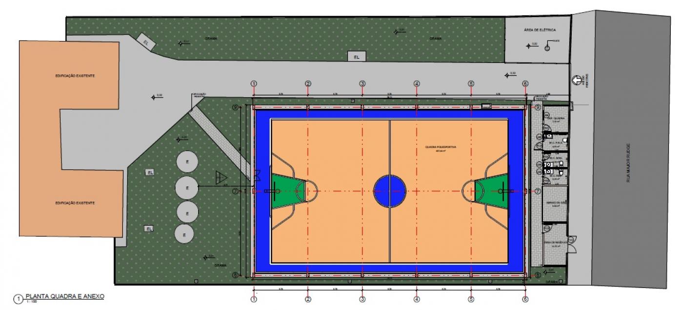 PERSPECTIVA DA QUADRA POLIESPORTIVA. #paratodosverem