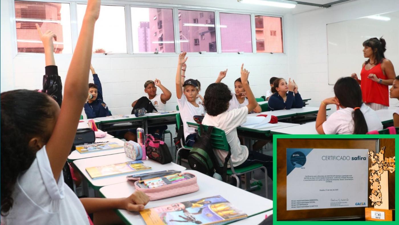 composição de fotos de sala de aula e certificado. #paratodosverem 