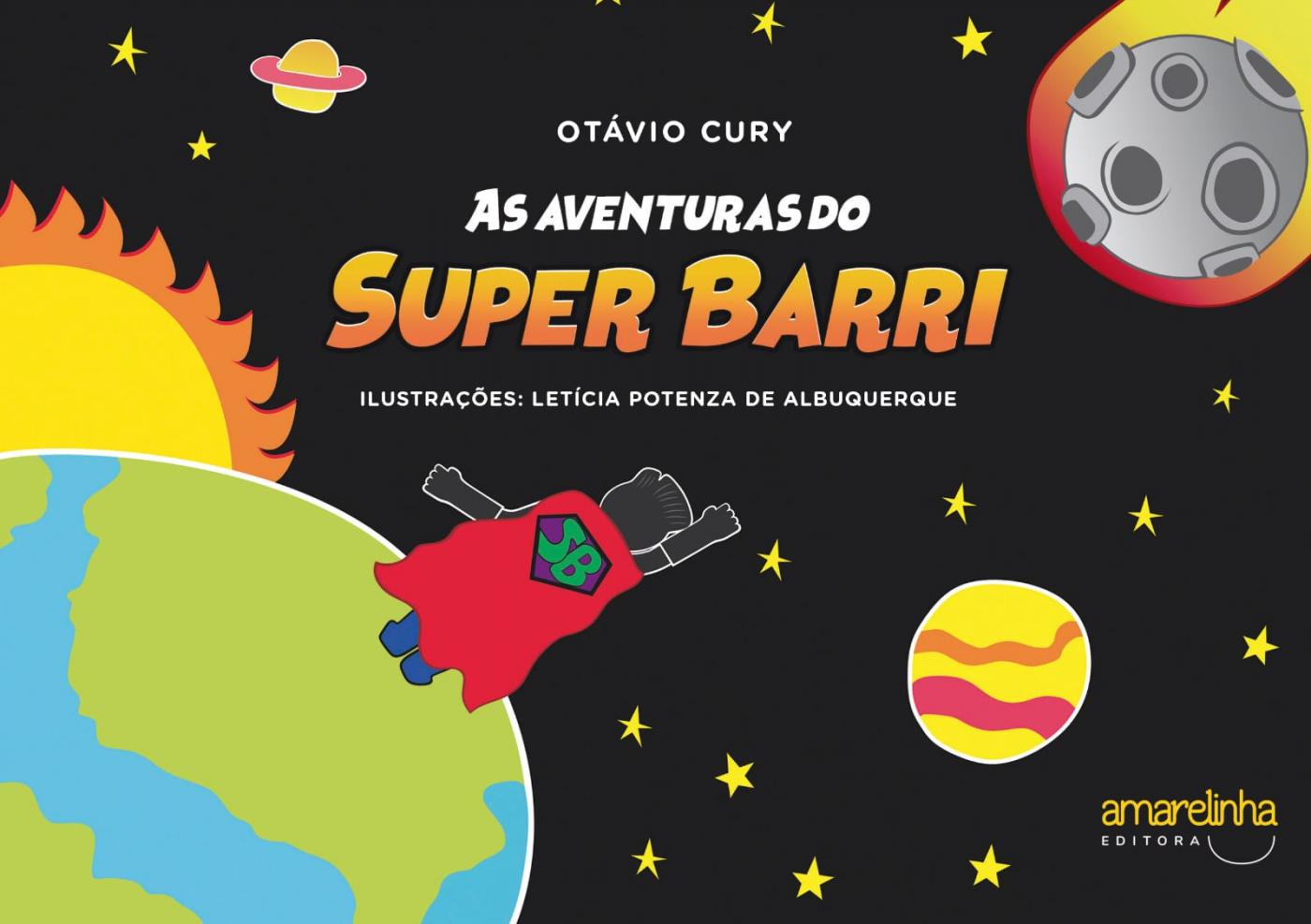 capa do livro onde se lê otavio curi as aventuras do super barri. #paratodosverem