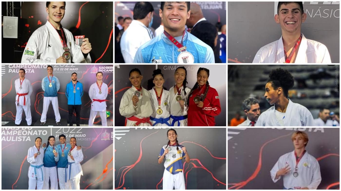 mosaico com atletas mostrando medalha ou no pódio #paratodosverem