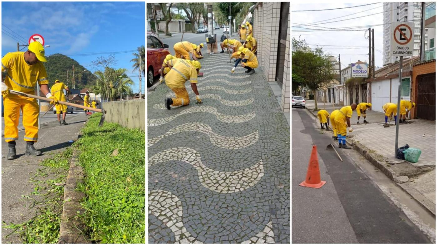 pessoas trabalhando em jardins e meio-fios