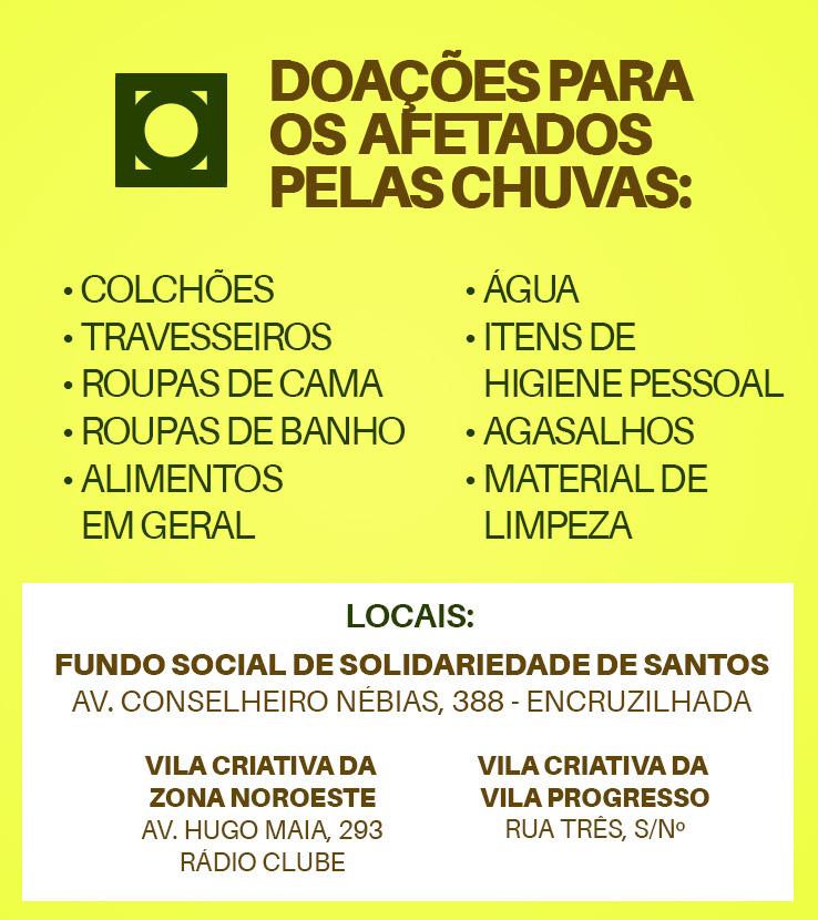 Arte com informações para as doações #paratodosverem
