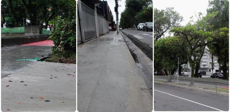 três trechos de avenida com novas calçadas e pavimentação. #paratodosverem