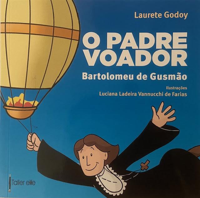 Capa do livro com a arte de um padre segurando em um balão. #Paratodosverem