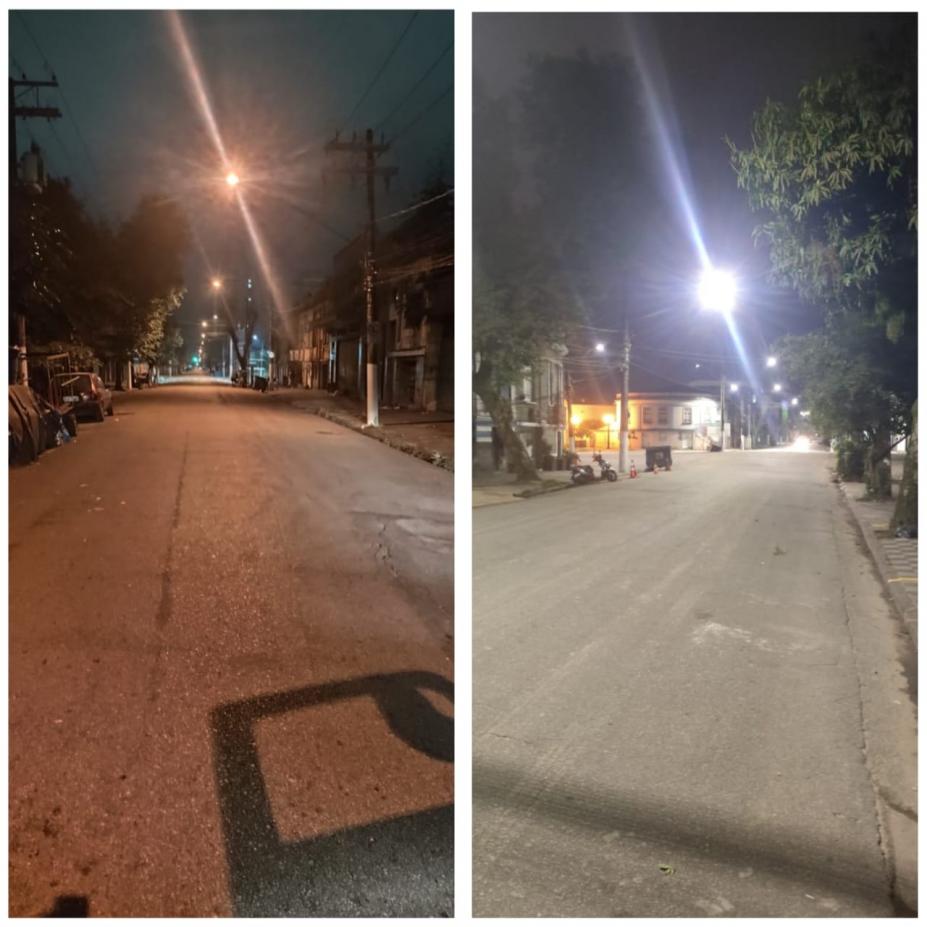 montagem mostra antes e depois na Rua Silva Jardim #paratodosverem