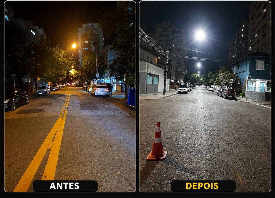 Antes e depois em rua #paratodosverem