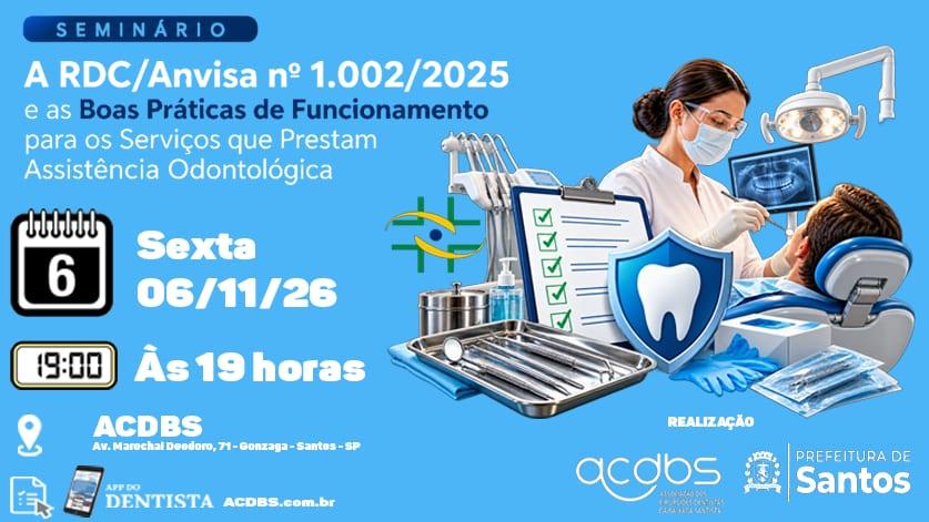 Cartaz do seminário sobre atendimento odontológico. #Paratodosverem