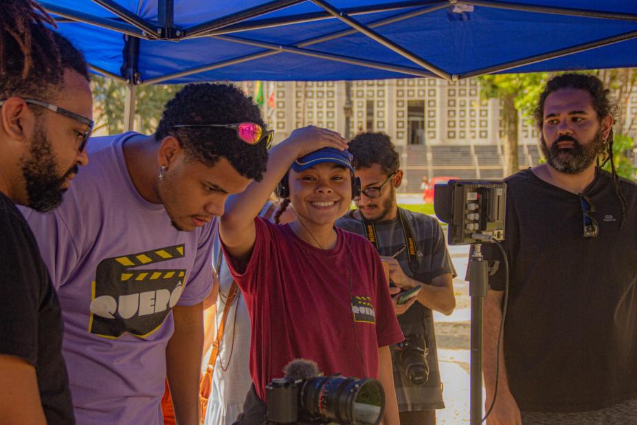 alunos durante filmagem do quero #paratodosverem 