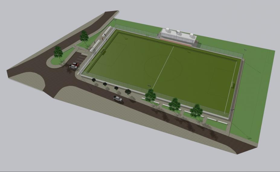 perspectiva da quadra com vestiários #paratodosverem