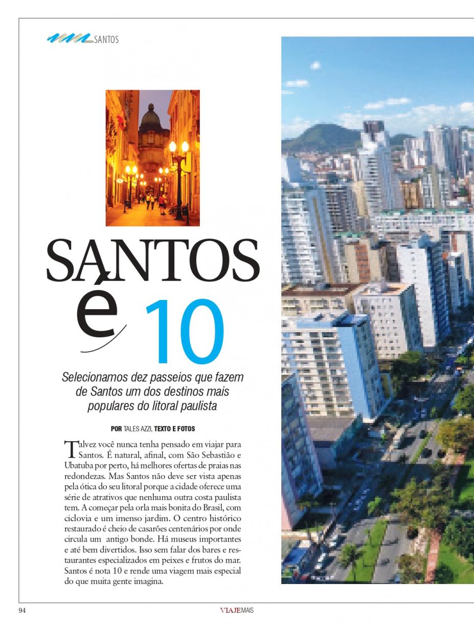 matéria da revista com foto e manchete dizendo santos é 10 #pracegover 