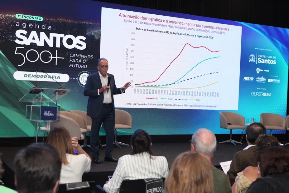 especialista faz apresentação com gráfico na tela #paratodosverem 