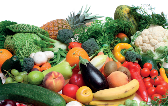 vegetais e frutas em grande quantidade. #paratodosverem