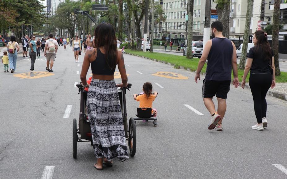 pessoas andando na orla #paratodosverem 