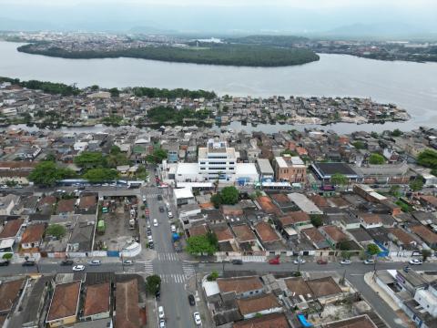 foto aérea do Dique da Vila Gilda #paratodosverem 