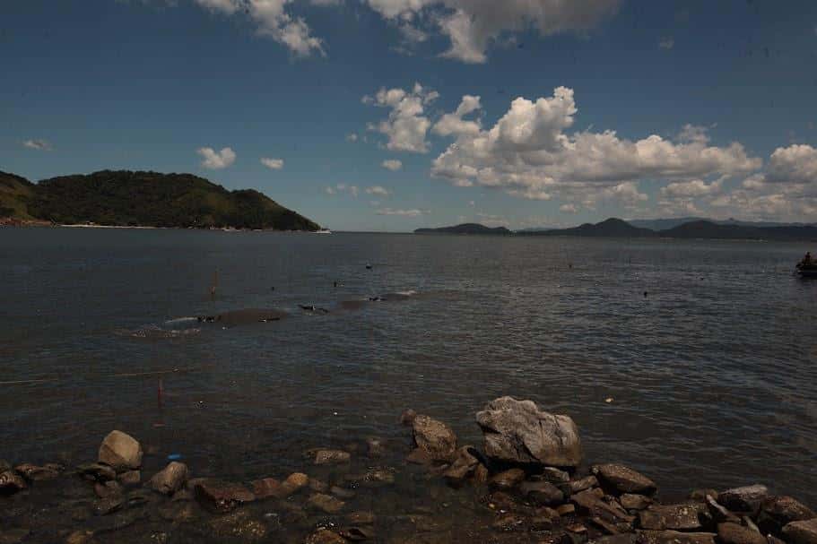 Barreira submersa de geobags na Ponta da Praia