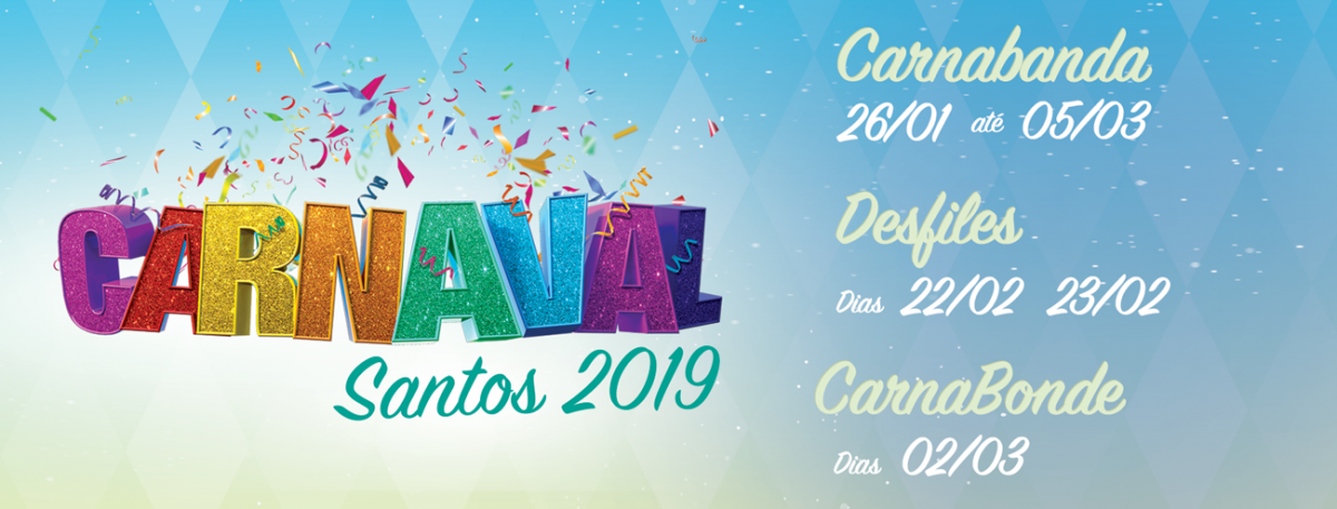 Carnaval escrito em letras coloridas com as letras levemente inclinadas para um lado e para outro