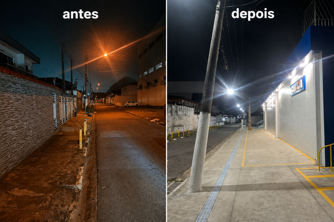 Antes e depois em rua #paratodosverem